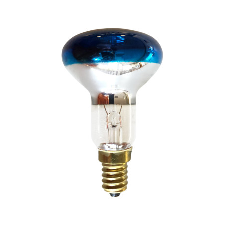 Stock-off, lâmpada redonda luz incandescente R50, prata/azul, Ø.5 x 8,5 cm, E14, 40°, 220/240V 25W