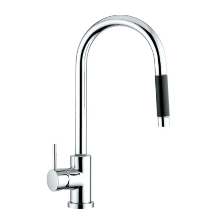 Misturadora/torneira RODI LINE MN 1011, monocomando de bica giratória com chuveiro extraível, cromada, corpo Ø.55, A.385/163 mm