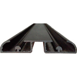 Perfil calha inferior roda fêmea P4038, para porta de roupeiro, alumínio revestido a folha de cerejeira brasileira, 6000 mm