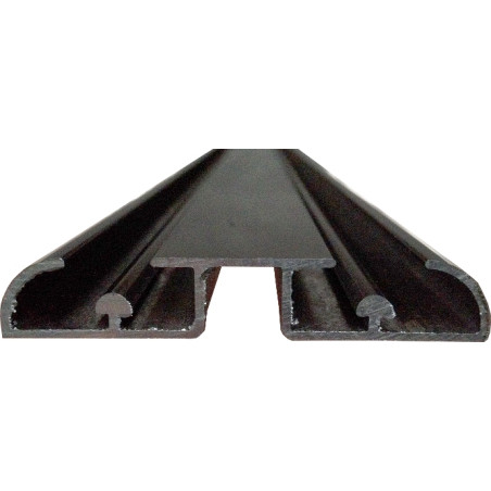 Perfil calha inferior roda fêmea P4038, para porta de roupeiro, alumínio revestido a melamina de mogno, 6000 mm