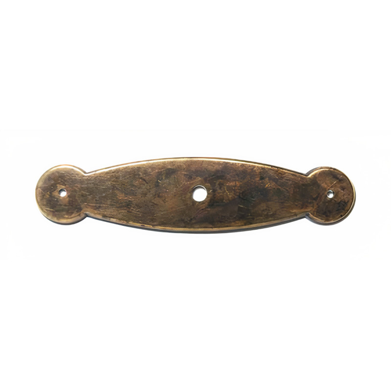Puxador rústico, espelho p/puxador Nesu 2530C, zamak bronze envelhecido, 2 furos distância 73, L.90 x A.21 x E.2 mm