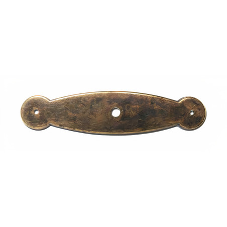 Puxador rústico, espelho p/puxador Nesu 2530C, zamak bronze envelhecido, 2 furos distância 73, L.90 x A.21 x E.2 mm
