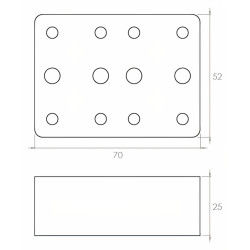 Distanciador de gaveta Q31 p/gaveta DTC (gaveta interna), plástico branco, A.25 x L.52 x C.70 mm