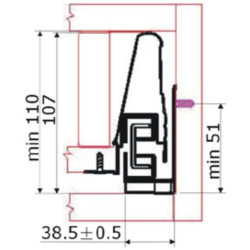 Lateral de gaveta com amortecedor DANCO ES-401 A, silenciosa, suporta 30 kg, A.92 x C.300 mm