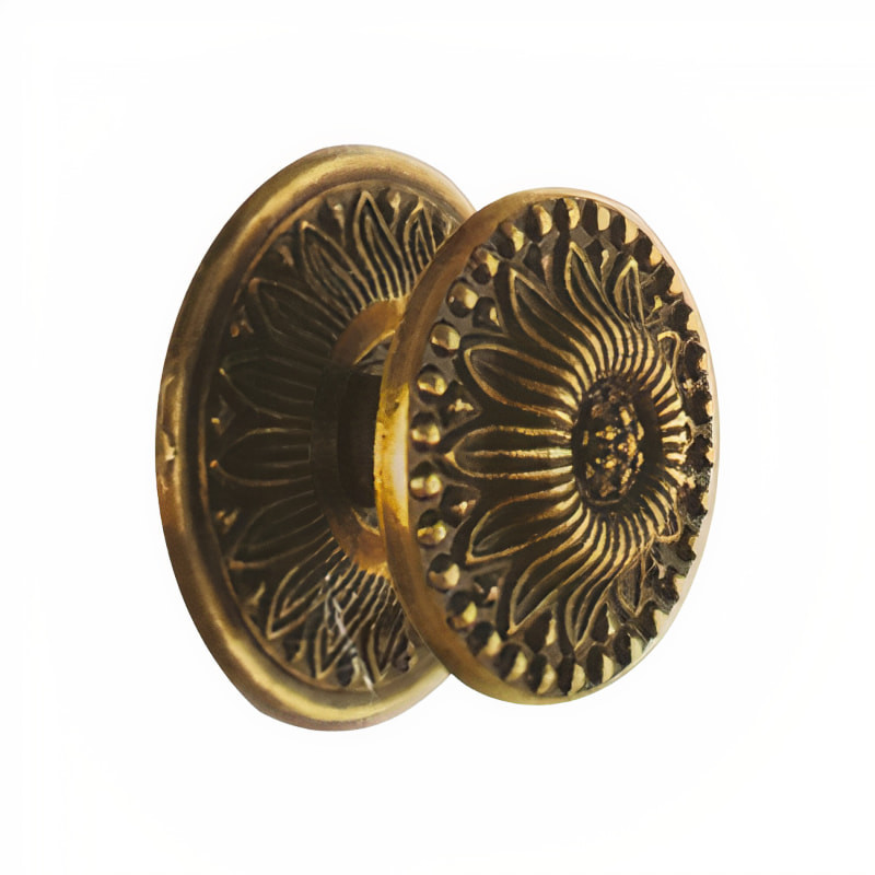 Puxador rústico, espelho redondo c/bola pequena Sofima 474, zamak niquelado preto, P.30 x Ø.40 mm