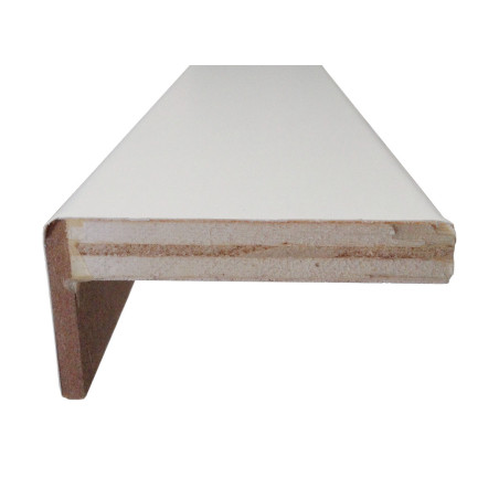 Guarnição, contraplacado revestido a poliéster pintável branco, C.2200 x L.70 x E.12, aba/pestana 10 mm