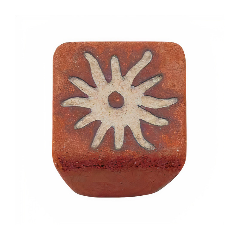 Puxador natureza, quadrado estrela/sol Nesu 339B0, grés laranja, 30 x 30 mm