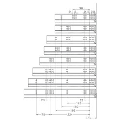 Corrediça oculta de gaveta com tic-tac Q52, extração total, C.400 mm