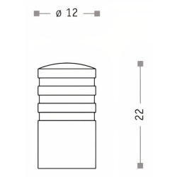 Puxador atual, cilindro Sofima 991, latão niquelado mate, 1 furo, Ø.12 x A.22 mm