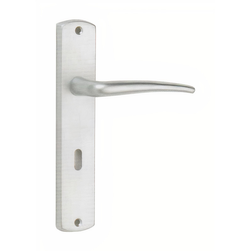 Puxador espelho alto rectangular c/manete curva Sofima 815, latão niquelado mate, P.66 x L.41/116 x A.218 mm