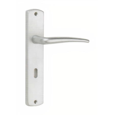 Puxador espelho alto rectangular c/manete curva Sofima 815, latão niquelado mate, P.66 x L.41/116 x A.218 mm
