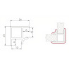 Canto 90º exterior/interior p/rodapé de cozinha SCILM 425C, plástico PVC revestido a alumínio, A.150 mm