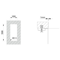 Lava louça RODI BOX LUX 17, uma pia sem escorredor, inox escovado, aplicação inferior (B), 210 x 440, MOD.300 mm