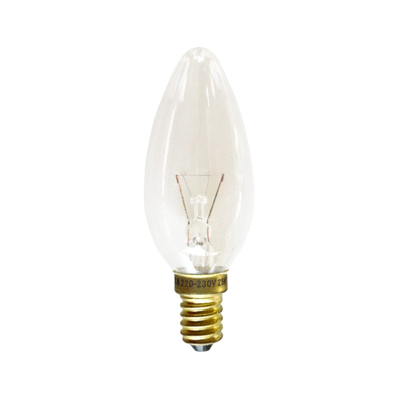 Stock-off, lâmpada vela/cone luz incandescente, transparente, Ø.3,5 x 9,6 cm, E14, 220/230V 25W