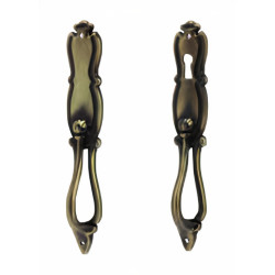 Puxador rústico, espelho argola Sofima 140, zamak niquelado preto, A.127 x L.22 mm