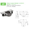 Dobradiça reta DANCO F85069/97P44, braço em aço niquelado, copo Ø.35 furação 52 buchas 10 mm, abertura 110º
