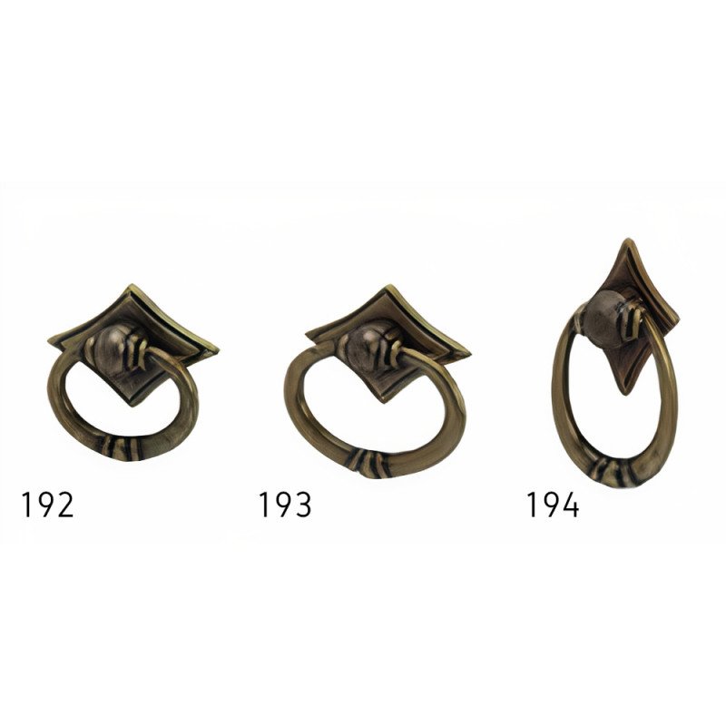 Puxador rústico, espelho estrela c/pingente argola Sofima 192, zamak bronze, A.45 x L.50 mm