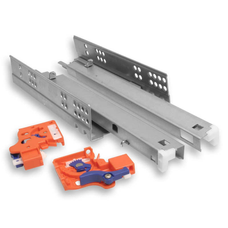 Corrediça oculta de gaveta com amortecedor M43, extração total, com patilha, C.400 mm