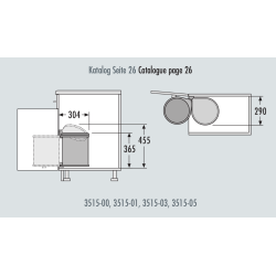 Balde lixo p/cozinha Hailo 3515-01, tampa c/abertura p/mola, inox/branco, 15 lts, L.290 x P.304 x A.365, MOD.MÍN.400 mm