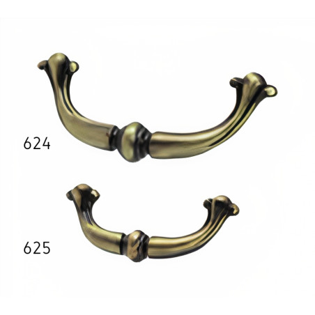 Puxador rústico, asa Sofima 624, zamak bronze, 2 furos distância 96, C.120 x A.20 mm