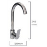 Misturadora/torneira EDM 01140, monocomando de bica giratória, cromada, P.150 x A.248 mm
