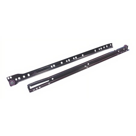 Corrediça de gaveta c/roda de nylon Murano T01A13550, extração parcial c/self close, aço castanho, suporta 25 kg, E.1 x C.550 mm