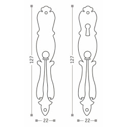 Puxador rústico, espelho argola Sofima 140, zamak niquelado preto, A.127 x L.22 mm