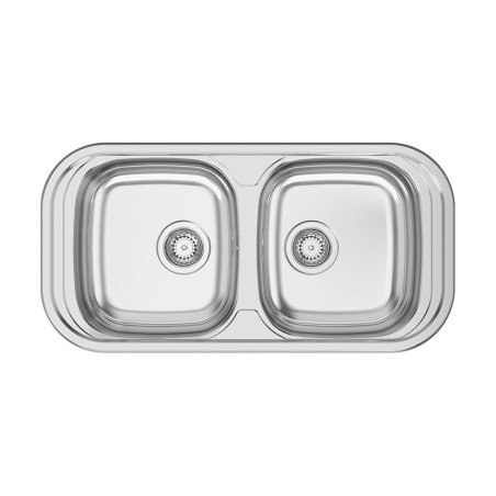 Lava louça RODI SEVILLA BB, duas pias sem escorredor, inox polido, encastrar, 860 x 435, MOD.900 mm