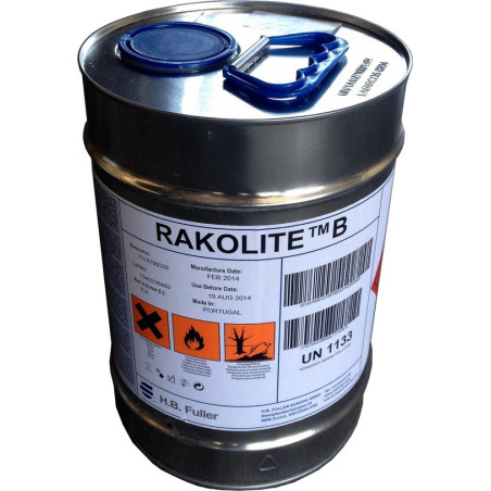 Cola de contacto H.B.Fuller-Rakoll RAKOLITE B à base de policloropreno em solventes orgânicos, amarelada, 25 lt