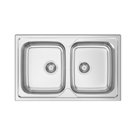Lava louça RODI OKIO PLUS 80 BB, duas pias sem escorredor, inox polido, encastrar, 800 x 500, MOD.800 mm