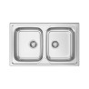 Lava louça RODI OKIO PLUS 80 BB, duas pias sem escorredor, inox polido, encastrar, 800 x 500, MOD.800 mm