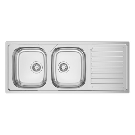 Lava louça RODI OKIO LINE 120, duas pias laterais com escorredor reversível, inox polido, encastrar, 1200 x 500, MOD.800 mm