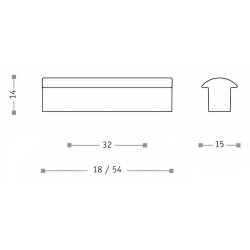 Puxador atual, barra rectangular T Sofima 762, zamak bronze, 2 furos distância 32, E.15 x A.14 x C.54 mm