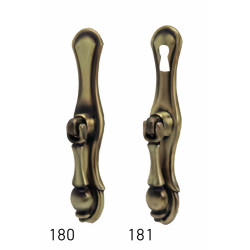 Puxador rústico, espelho c/pingente Sofima 181, zamak bronze, A.110 x L.20 mm (c/entrada de chave)