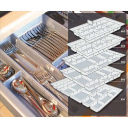 Porta talheres p/gaveta SIMPLEX com separadores Juypal 52932, plástico cinza, A.60 x L.800 x P.455, MOD.900 mm