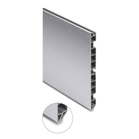 Rodapé para cozinha SCILM 4600, plástico PVC revestido a alumínio escovado, E.12 x C.4000 x A.120 mm