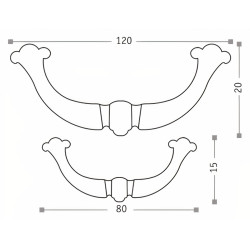 Puxador rústico, asa Sofima 624, zamak bronze, 2 furos distância 96, C.120 x A.20 mm