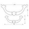 Puxador rústico, asa Sofima 625, zamak bronze, 2 furos distância 64, C.80 x A.15 mm