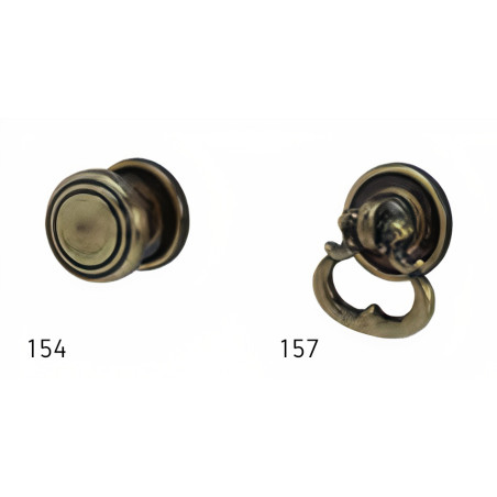 Puxador rústico, espelho cogumelo redondo Sofima 154, zamak bronze, 1 furo, Ø.22 mm