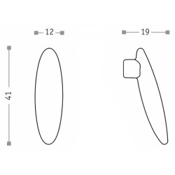 Puxador atual, pingente oval Sofima 721, zamak níquel escovado, 1 furo, C.41 x L.12 x A.19 mm