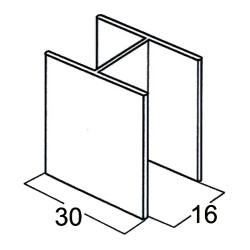 Perfil calha H 15920, alumínio branco, para porta de roupeiro com 16 mm