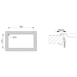 Lava louça RODI OKIO LINE 78, uma pia lateral com escorredor reversível, inox não polido, encastrar, 780 x 435, MOD.450 mm