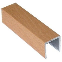 Perfil calha U 11595/1014, alumínio cromado mate, para porta de roupeiro com 10 mm