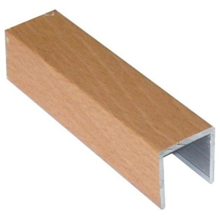 Perfil calha U 11595/1014, alumínio cromado mate, para porta de roupeiro com 10 mm