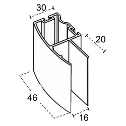 Perfil calha puxador 14966, alumínio revestido a folha de mogno sem verniz, para porta de roupeiro com 16 mm