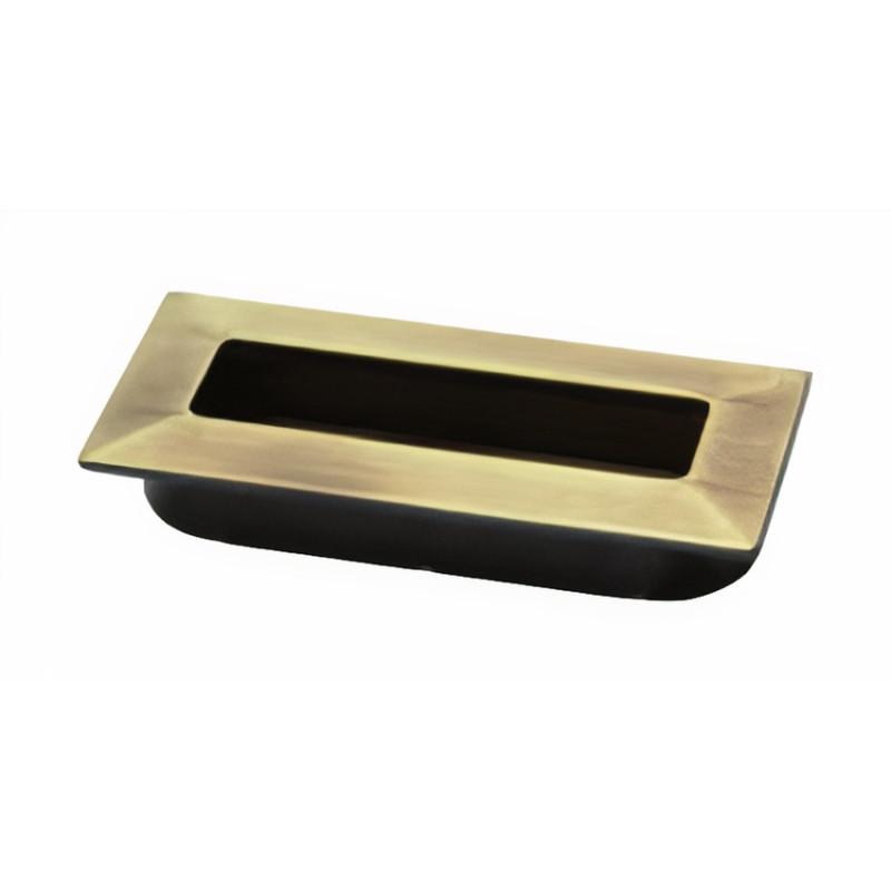 Puxador atual, concha rectangular embutir Sofima 1213, zamak bronze, 2 furos distância 64, C.76 x L.36 x A.14/11,5 mm