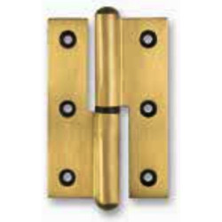 Dobradiça meio balanço lisa Sofima 258 para porta, latão niquelado mate, 4", A.100 x L.39,5 x E.3 mm, direita
