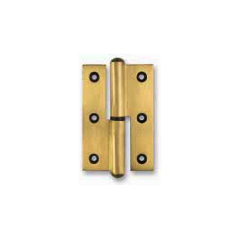 Dobradiça meio balanço lisa Sofima 257 para porta, latão lacado, 3,5", A.87,5 x L.34 x E.3 mm, esquerda