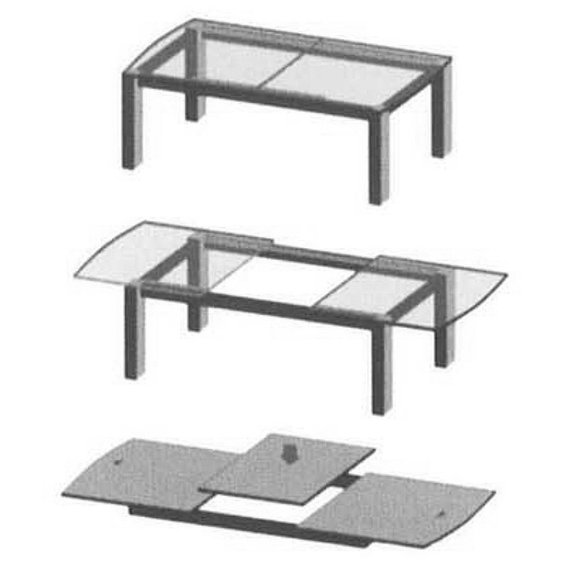 Corrediça de mesa extensível Pottker M75-1250, suporta 90 kg, A.49, C.1250 + abertura de 2 x 450 mm
