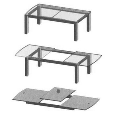 Corrediça de mesa extensível Pottker M75-1250, suporta 90 kg, A.49, C.1250 + abertura de 2 x 450 mm